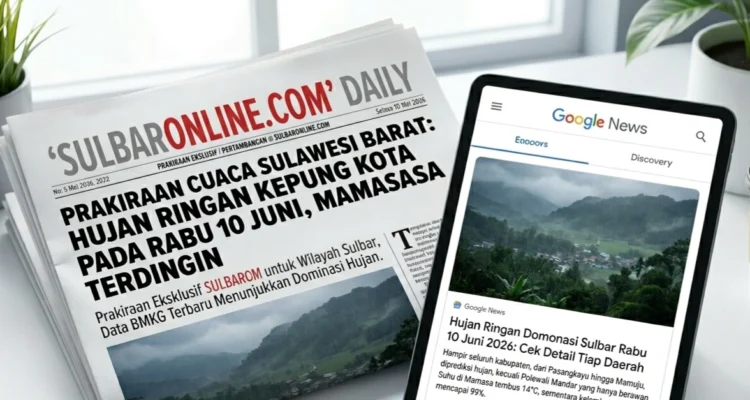 Prakiraan cuaca wilayah Sulawesi Barat hari Rabu 10 Juni 2026 didominasi hujan ringan.