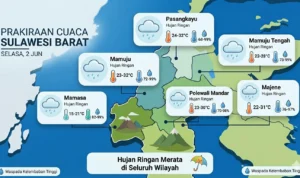 prakiraan cuaca sulbar hari ini 2 juni 2026
